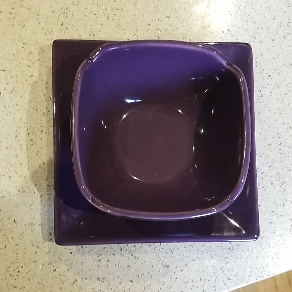 Partylite Purple Square Bowl and Plate Set